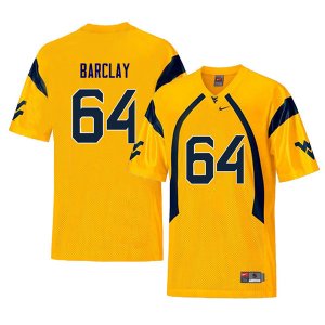 Men's West Virginia Mountaineers NCAA #64 Don Barclay Yellow Authentic Nike Retro Stitched College Football Jersey KJ15H87DF